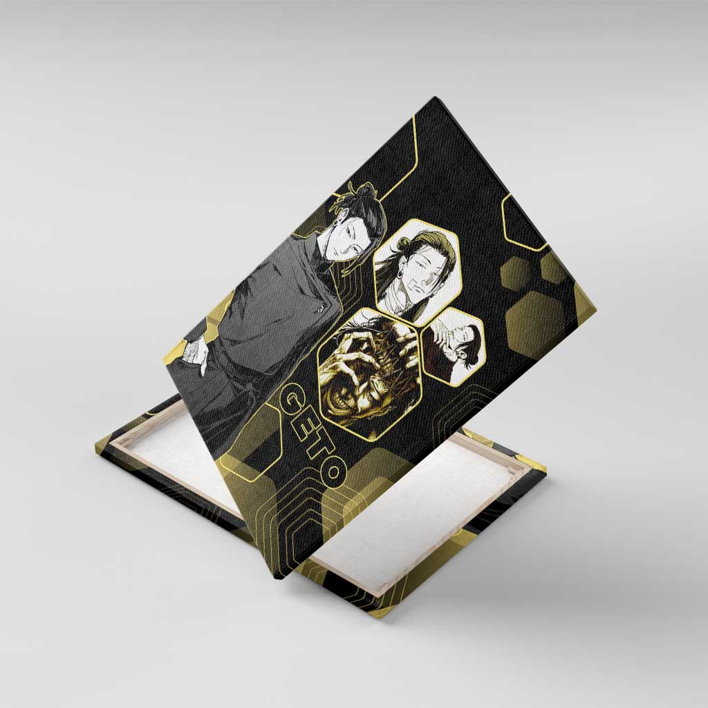 Suguru Geto Jujutsu Kaisen Gold Hexagon Design Canvas Wall Art with Multiple Expressions and Manga Style Art - The Mazicc