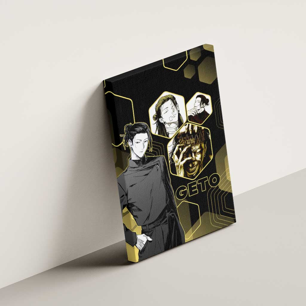 Suguru Geto Jujutsu Kaisen Gold Hexagon Design Canvas Wall Art with Multiple Expressions and Manga Style Art - The Mazicc