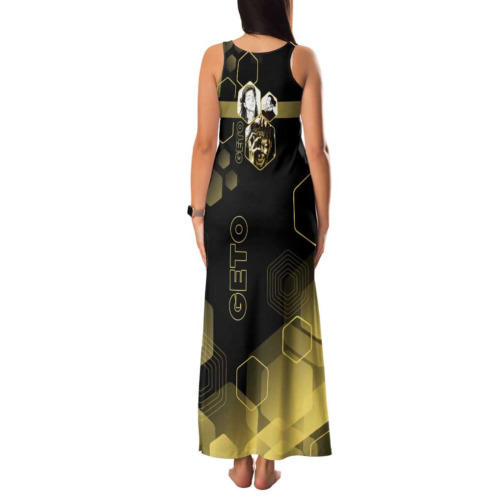 Suguru Geto Jujutsu Kaisen Gold Hexagon Design Family Matching Tank Maxi Dress and Hawaiian Shirt with Multiple Expressions and Manga Style Art