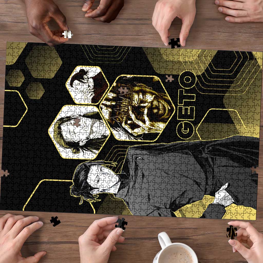 Suguru Geto Jujutsu Kaisen Gold Hexagon Design Puzzle with Multiple Expressions and Manga Style Art - The Mazicc