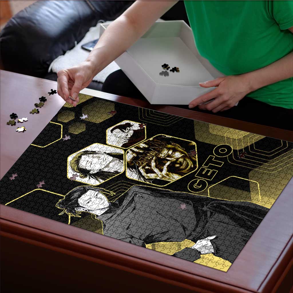 Suguru Geto Jujutsu Kaisen Gold Hexagon Design Puzzle with Multiple Expressions and Manga Style Art - The Mazicc