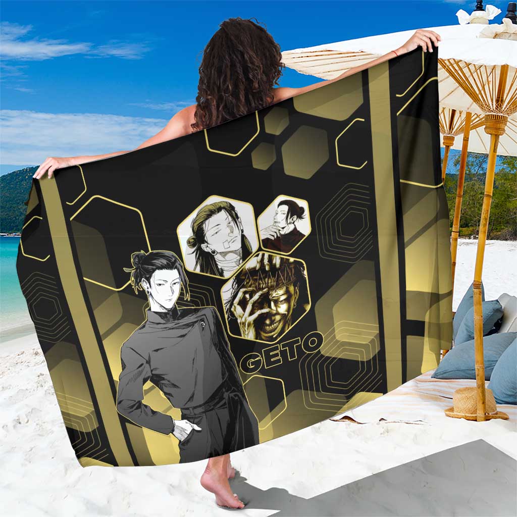 Suguru Geto Jujutsu Kaisen Gold Hexagon Design Sarong with Multiple Expressions and Manga Style Art - The Mazicc