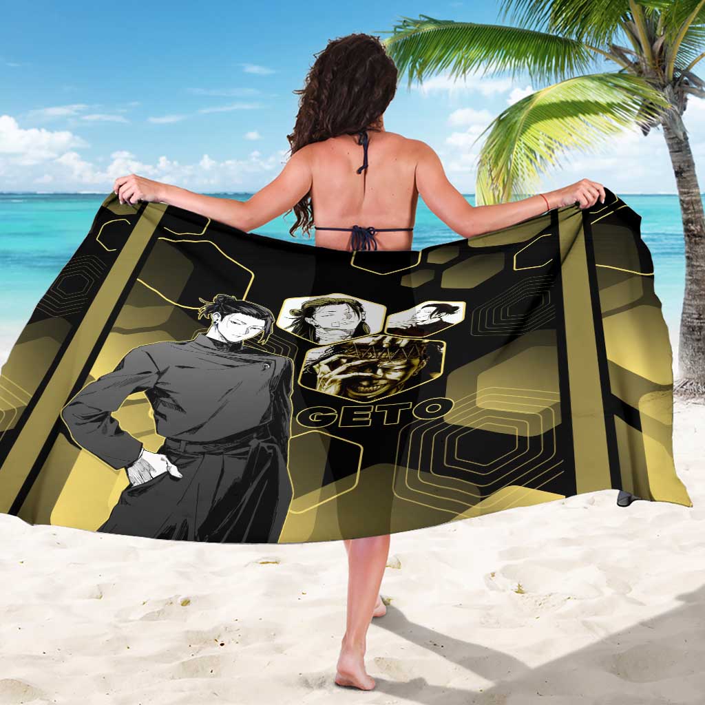 Suguru Geto Jujutsu Kaisen Gold Hexagon Design Sarong with Multiple Expressions and Manga Style Art - The Mazicc