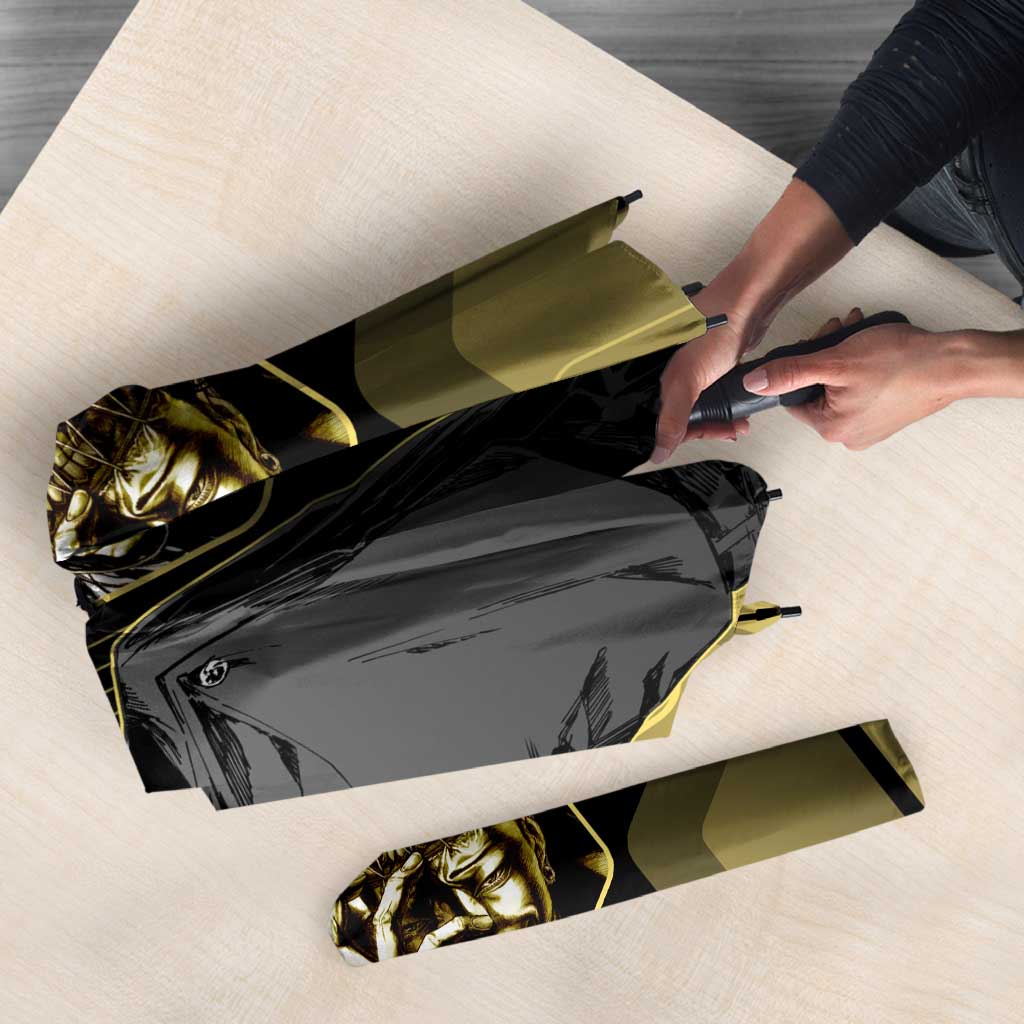 Suguru Geto Jujutsu Kaisen Gold Hexagon Design Umbrella with Multiple Expressions and Manga Style Art - The Mazicc