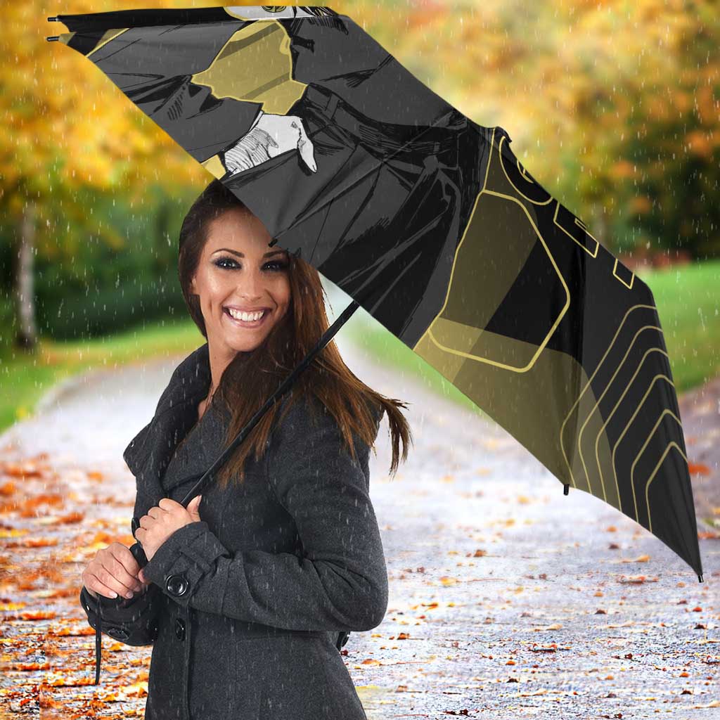 Suguru Geto Jujutsu Kaisen Gold Hexagon Design Umbrella with Multiple Expressions and Manga Style Art - The Mazicc