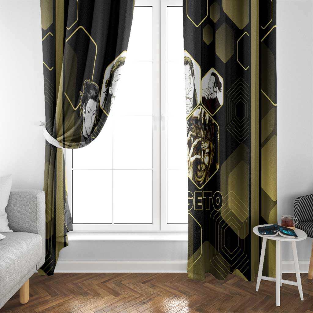 Suguru Geto Jujutsu Kaisen Gold Hexagon Design Window Curtain with Multiple Expressions and Manga Style Art - The Mazicc