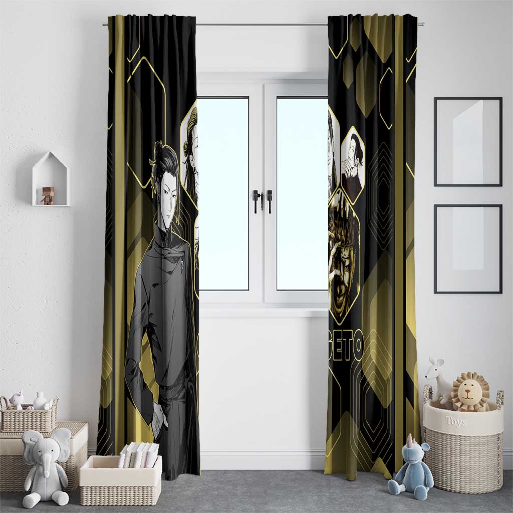 Suguru Geto Jujutsu Kaisen Gold Hexagon Design Window Curtain with Multiple Expressions and Manga Style Art - The Mazicc