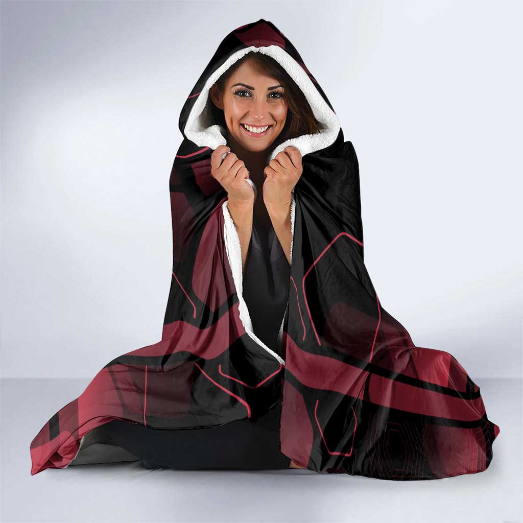 Yuji Itadori Jujutsu Kaisen Red Hexagon Design Hooded Blanket with Sukuna Transformation and Manga Style Art - The Mazicc