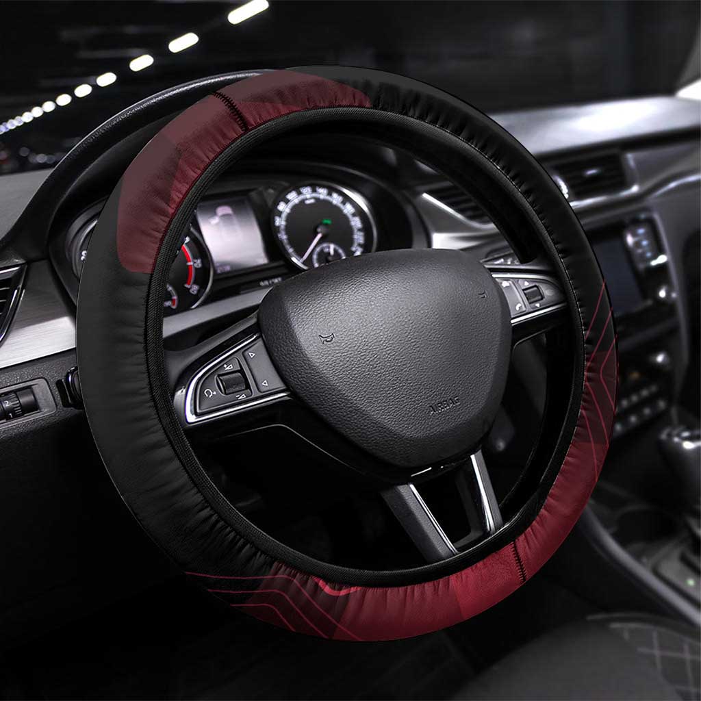Yuji Itadori Jujutsu Kaisen Red Hexagon Design Steering Wheel Cover with Sukuna Transformation and Manga Style Art - The Mazicc