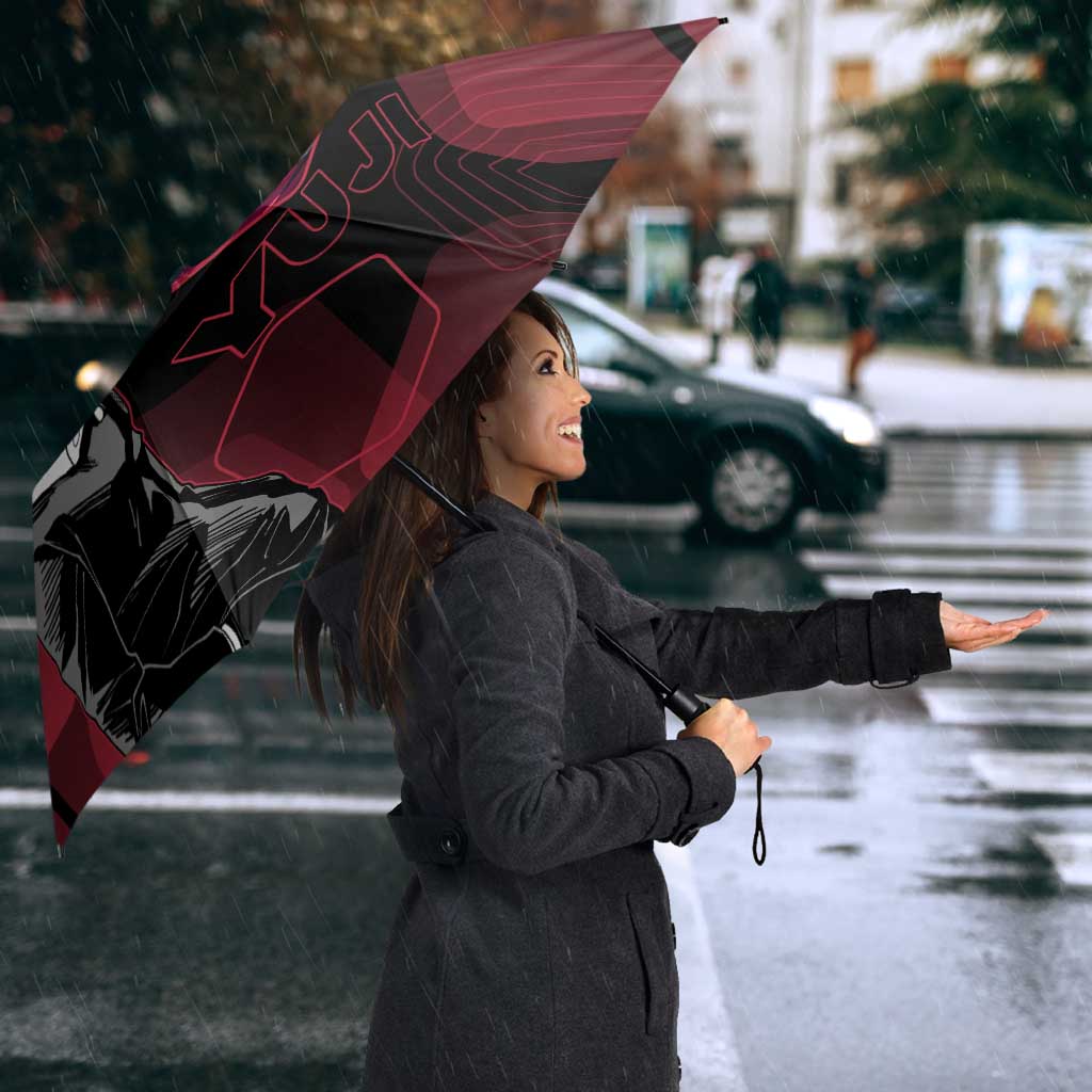 Yuji Itadori Jujutsu Kaisen Red Hexagon Design Umbrella with Sukuna Transformation and Manga Style Art - The Mazicc