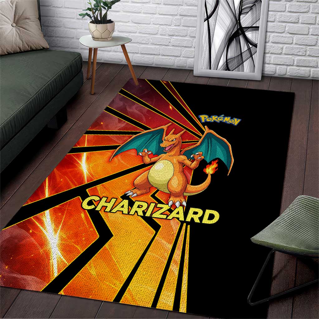 Charizard Poké Area Rug Retro Comic Style Explosion