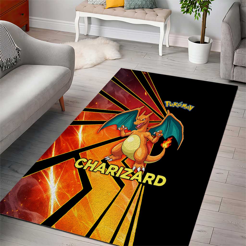 Charizard Poké Area Rug Retro Comic Style Explosion