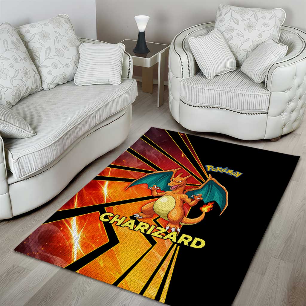 Charizard Poké Area Rug Retro Comic Style Explosion