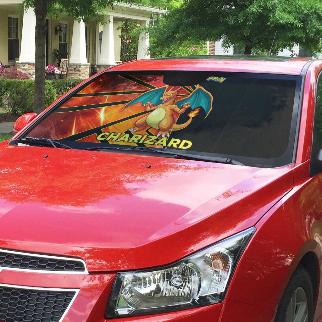 Charizard Poké Auto Sun Shade Retro Comic Style Explosion