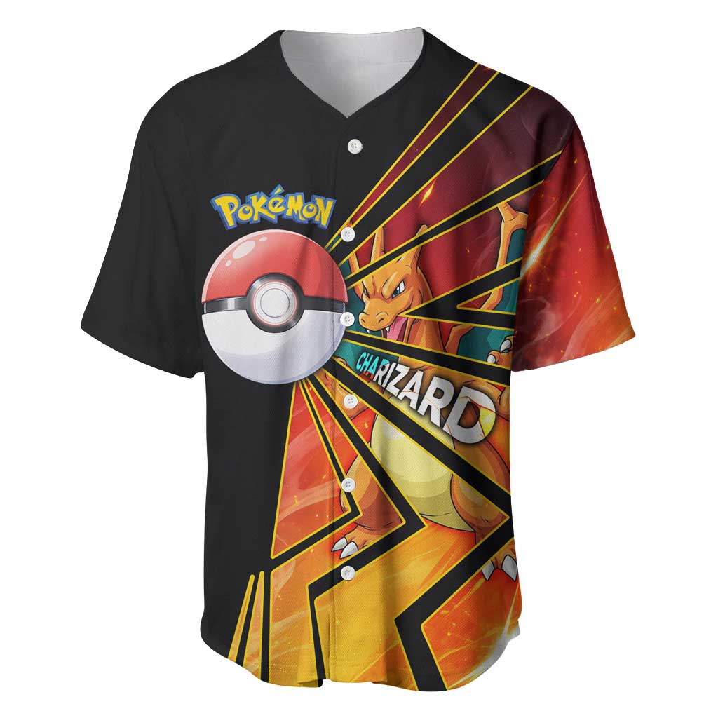 Charizard Poké Baseball Jersey Retro Comic Style Explosion