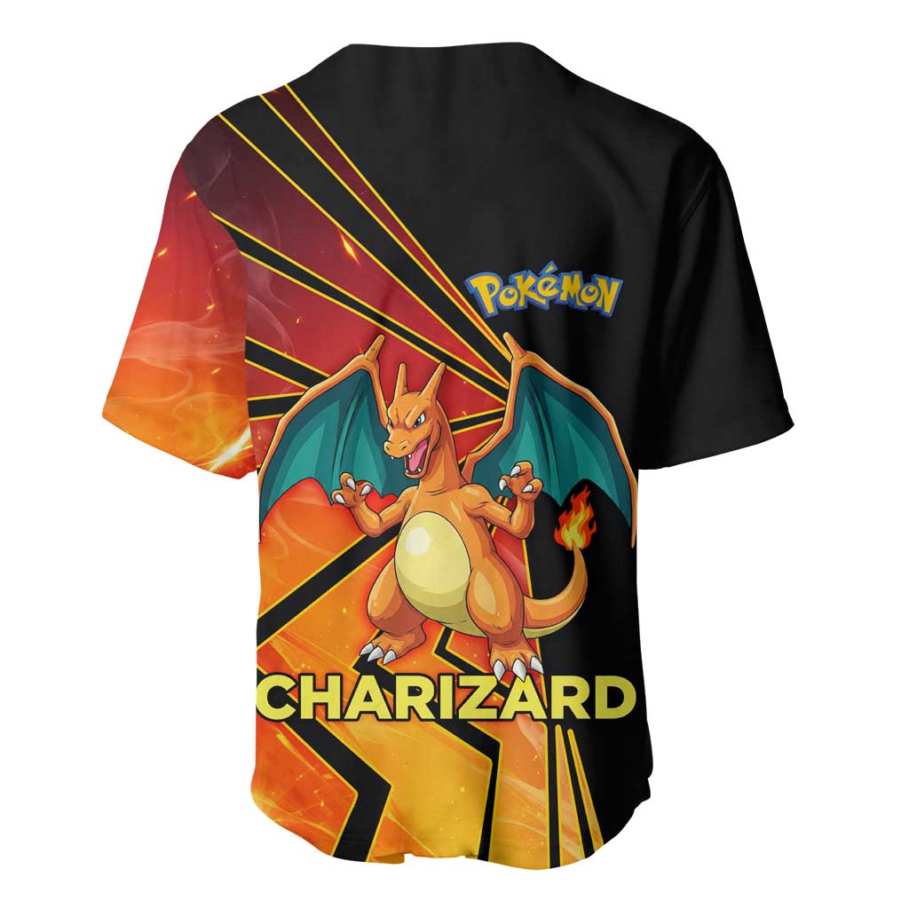 Charizard Poké Baseball Jersey Retro Comic Style Explosion