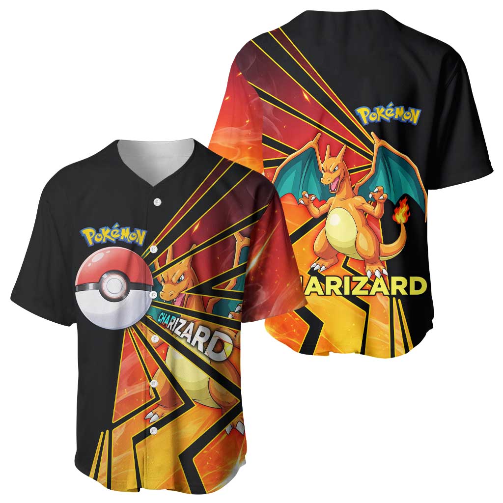 Charizard Poké Baseball Jersey Retro Comic Style Explosion