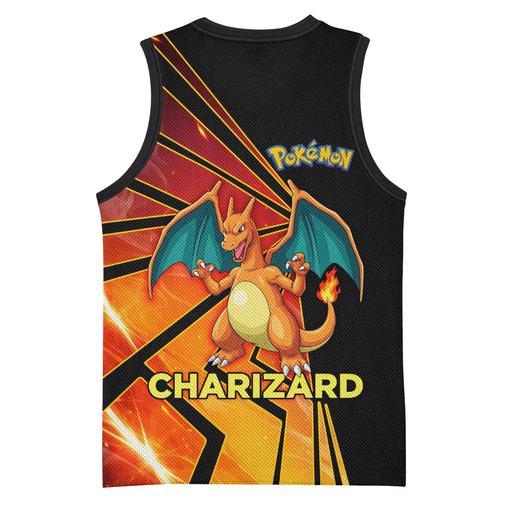 Charizard Poké Basketball Jersey Retro Comic Style Explosion