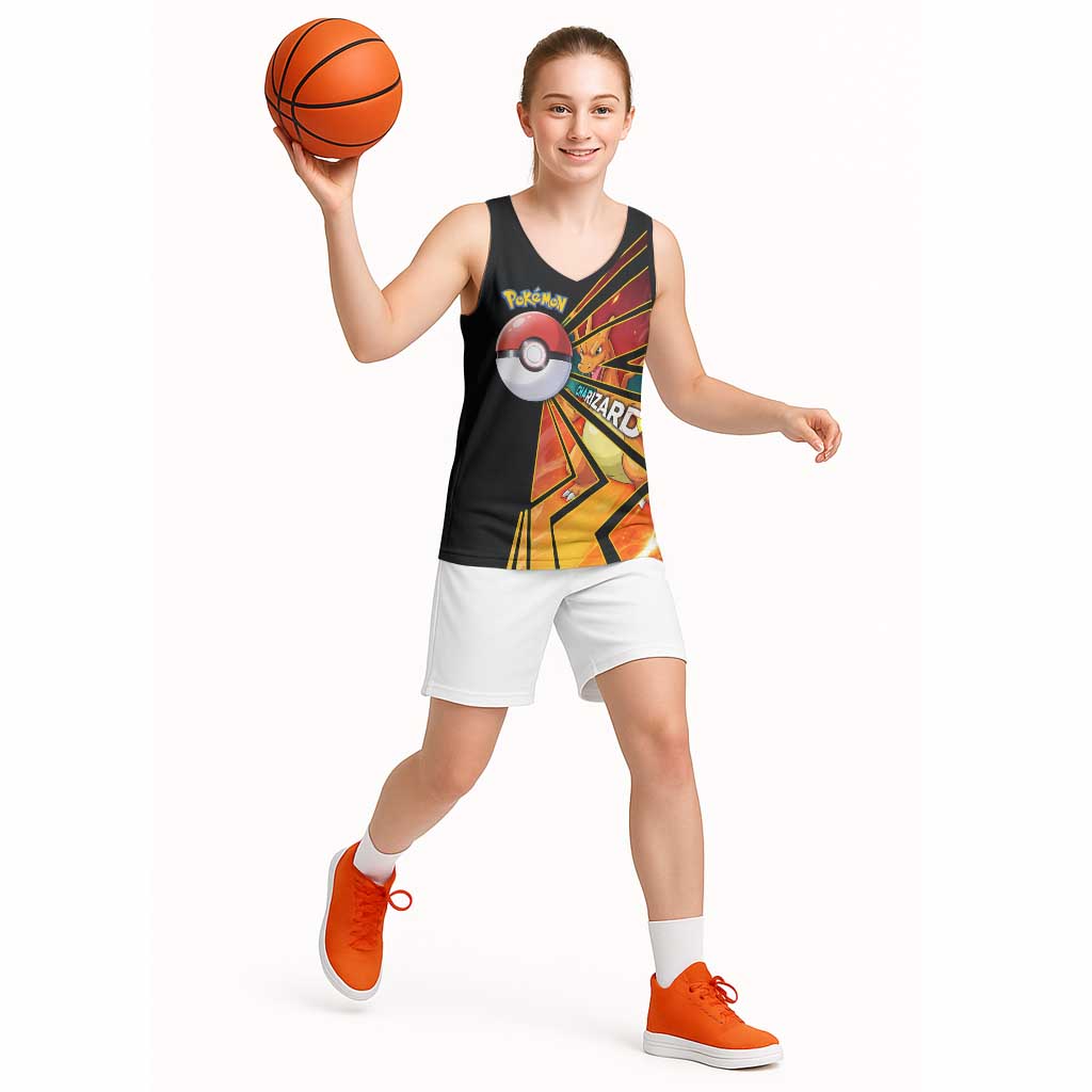 Charizard Poké Basketball Jersey Retro Comic Style Explosion