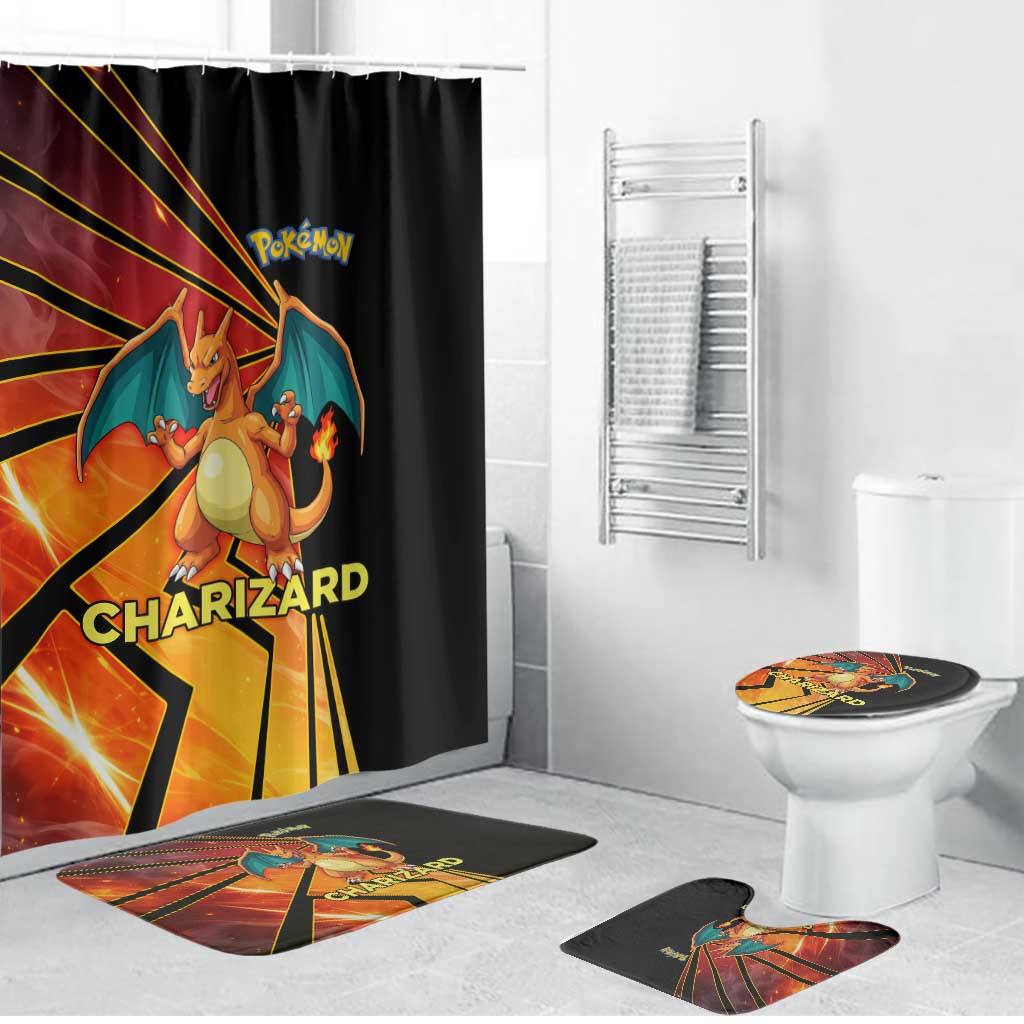Charizard Poké Bathroom Set Retro Comic Style Explosion