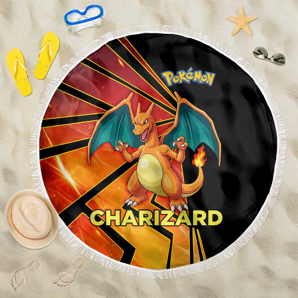 Charizard Poké Beach Blanket Retro Comic Style Explosion