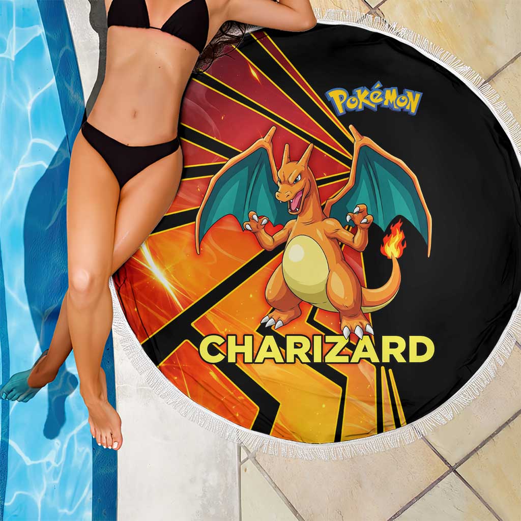 Charizard Poké Beach Blanket Retro Comic Style Explosion