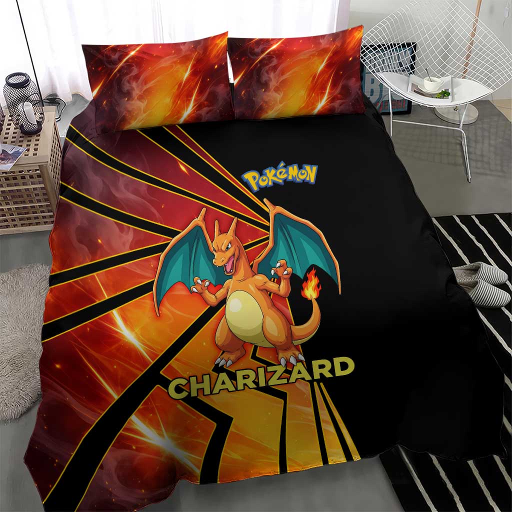 Charizard Poké Bedding Set Retro Comic Style Explosion