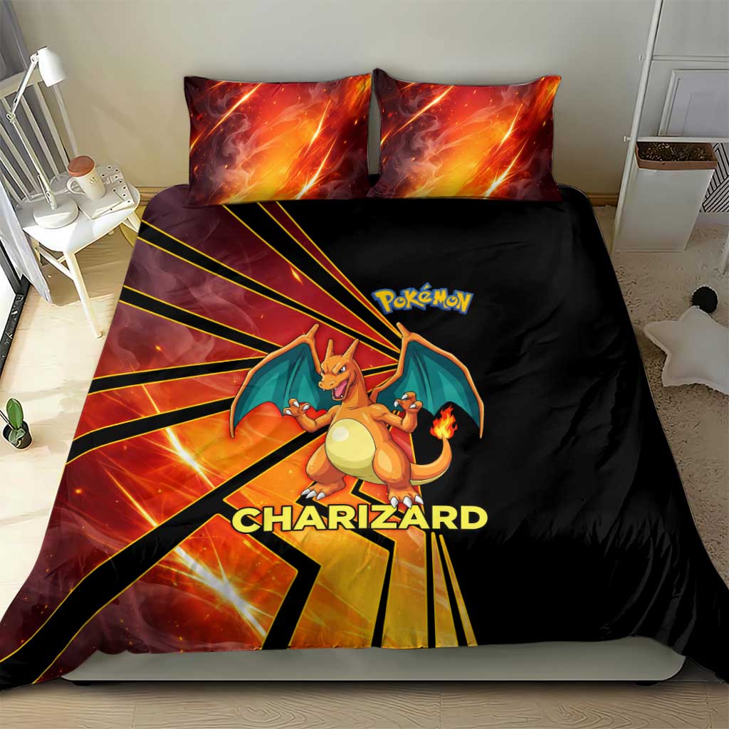 Charizard Poké Bedding Set Retro Comic Style Explosion