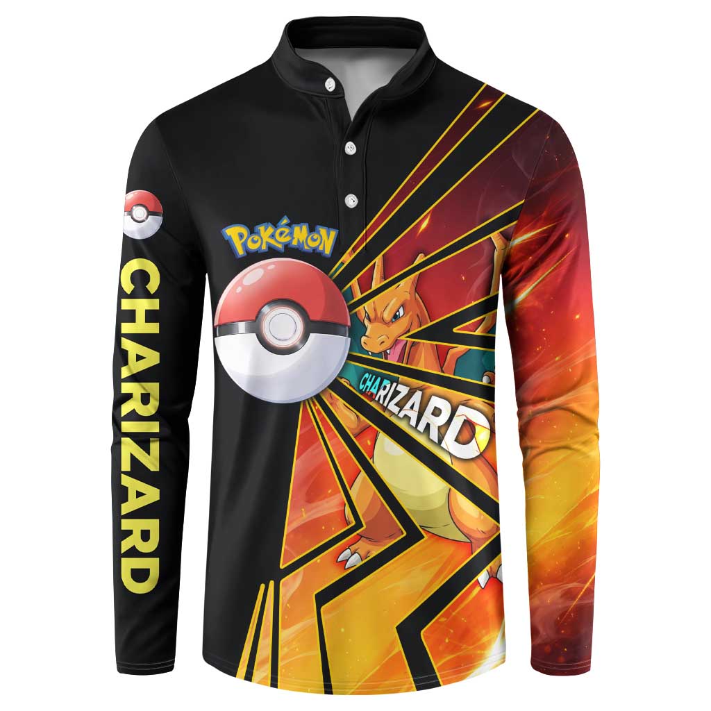 Charizard Poké Button Sweatshirt Retro Comic Style Explosion