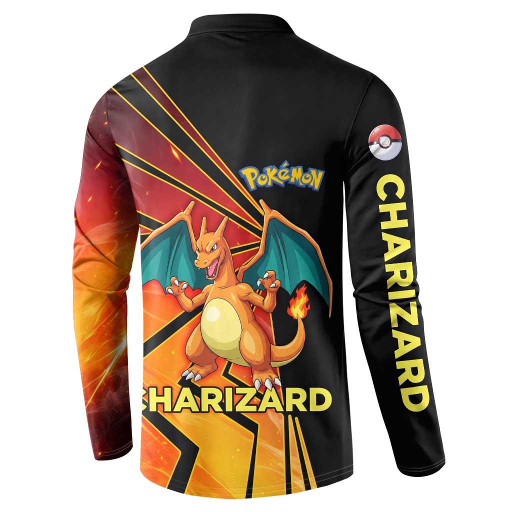 Charizard Poké Button Sweatshirt Retro Comic Style Explosion