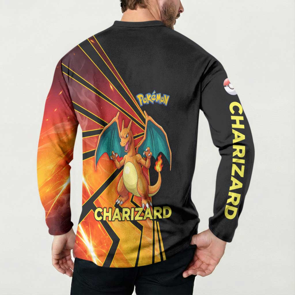 Charizard Poké Button Sweatshirt Retro Comic Style Explosion