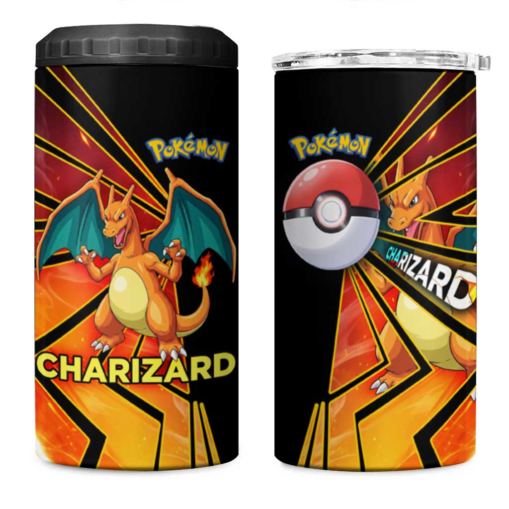 Charizard Poké 4 in 1 Can Cooler Tumbler Retro Comic Style Explosion