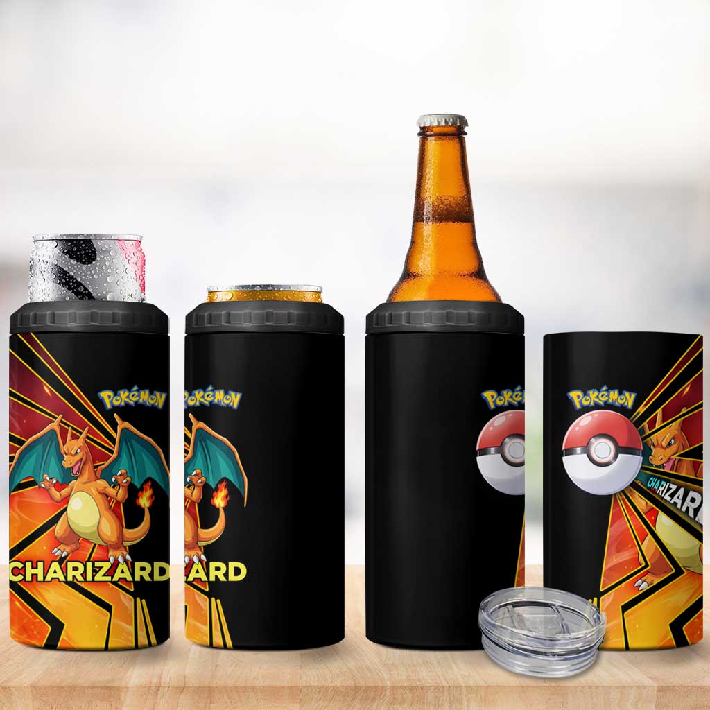 Charizard Poké 4 in 1 Can Cooler Tumbler Retro Comic Style Explosion
