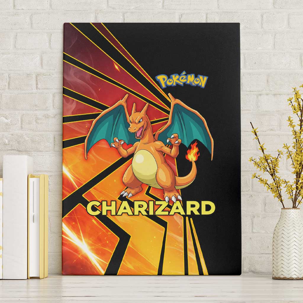 Charizard Poké Canvas Wall Art Retro Comic Style Explosion