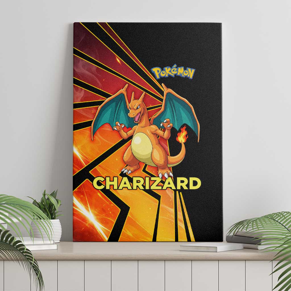 Charizard Poké Canvas Wall Art Retro Comic Style Explosion