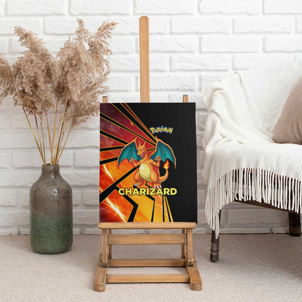 Charizard Poké Canvas Wall Art Retro Comic Style Explosion