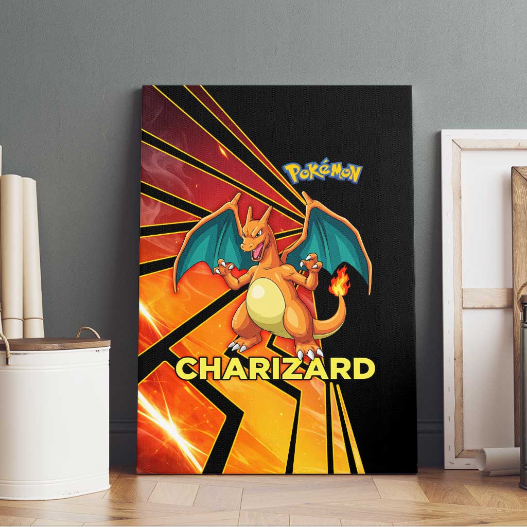 Charizard Poké Canvas Wall Art Retro Comic Style Explosion