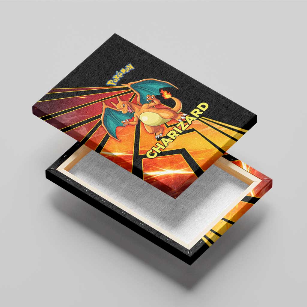 Charizard Poké Canvas Wall Art Retro Comic Style Explosion