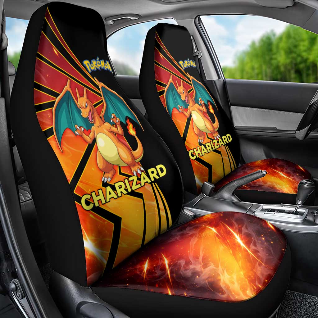 Charizard Poké Car Seat Cover Retro Comic Style Explosion