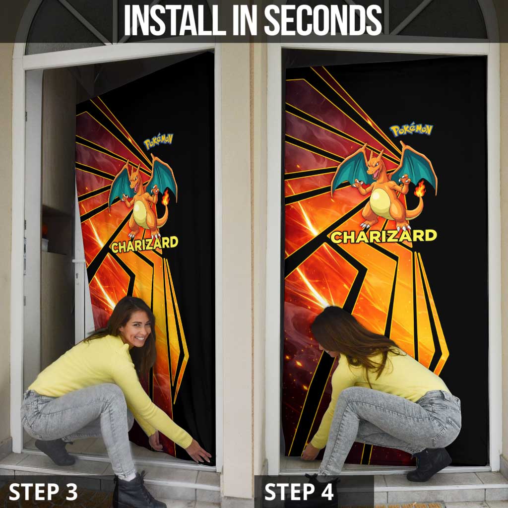 Charizard Poké Door Cover Retro Comic Style Explosion