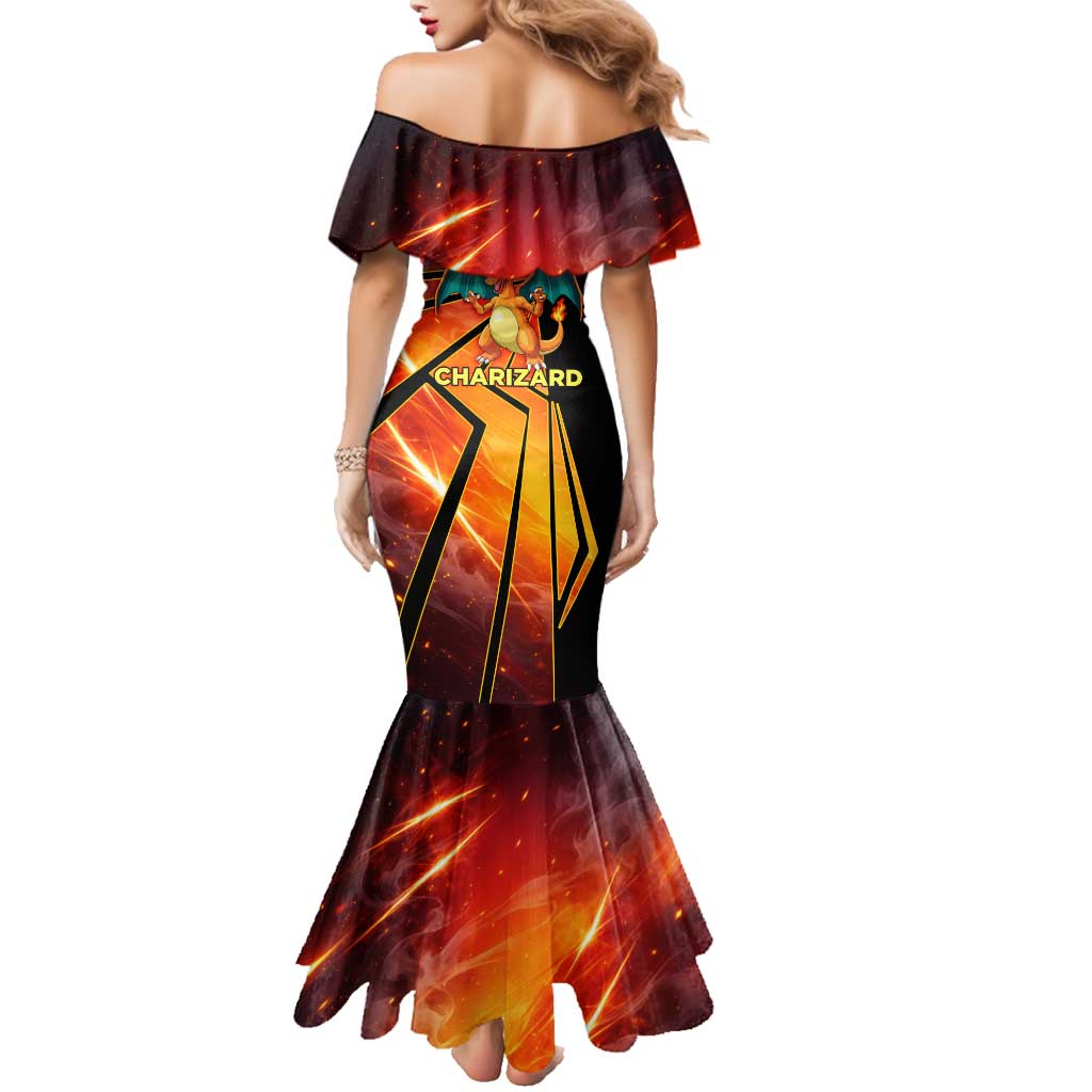 Charizard Poké Family Matching Mermaid Dress and Hawaiian Shirt Retro Comic Style Explosion