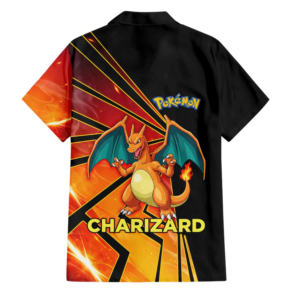 Charizard Poké Family Matching Off Shoulder Maxi Dress and Hawaiian Shirt Retro Comic Style Explosion
