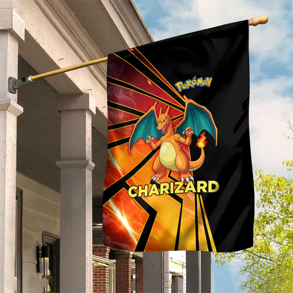 Charizard Poké Garden Flag Retro Comic Style Explosion