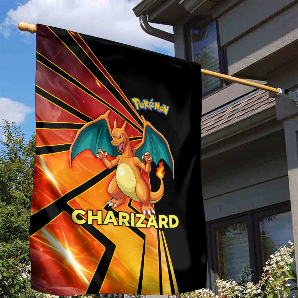 Charizard Poké Garden Flag Retro Comic Style Explosion