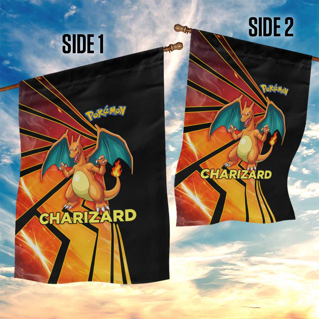 Charizard Poké Garden Flag Retro Comic Style Explosion
