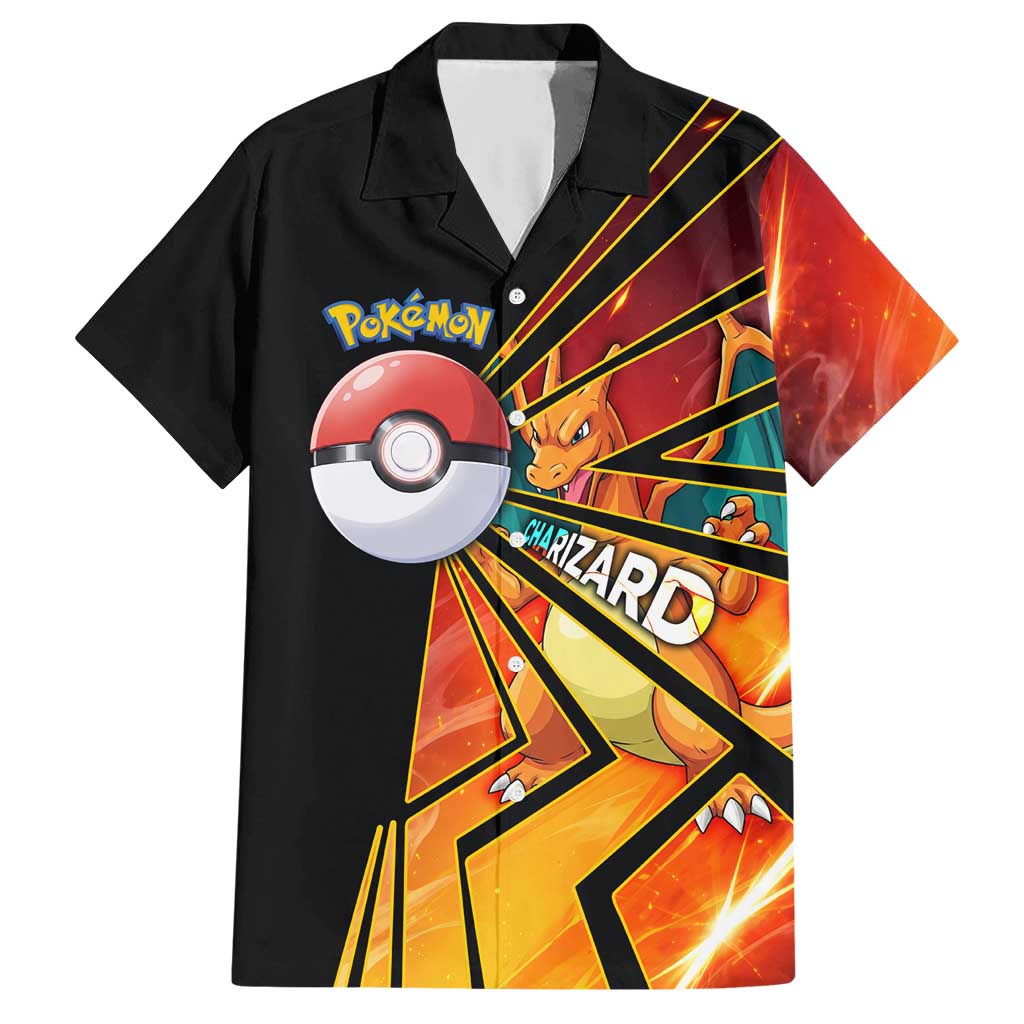 Charizard Poké Hawaiian Shirt Retro Comic Style Explosion