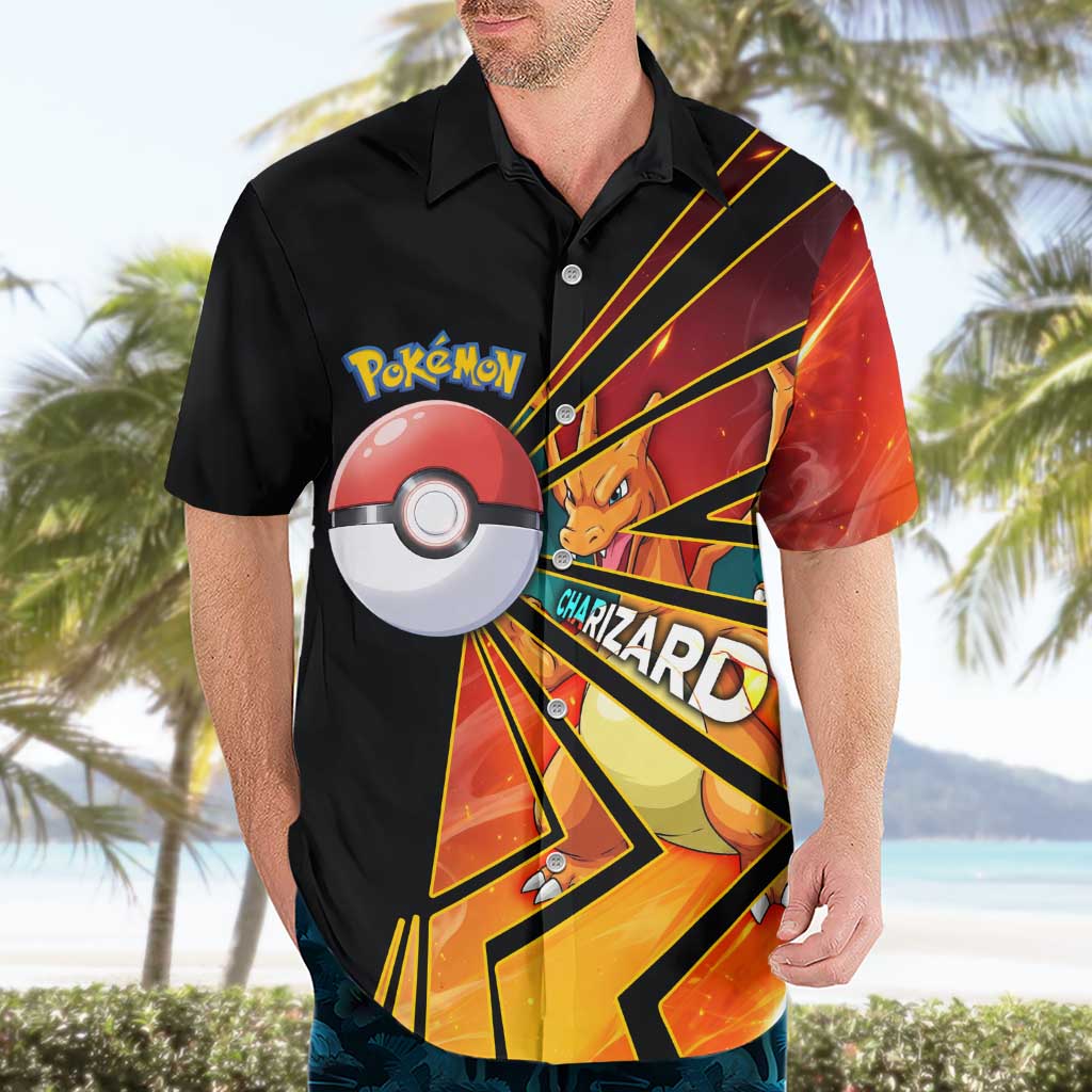 Charizard Poké Hawaiian Shirt Retro Comic Style Explosion