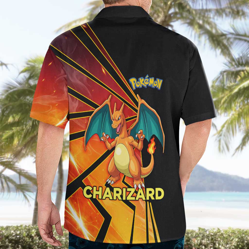 Charizard Poké Hawaiian Shirt Retro Comic Style Explosion