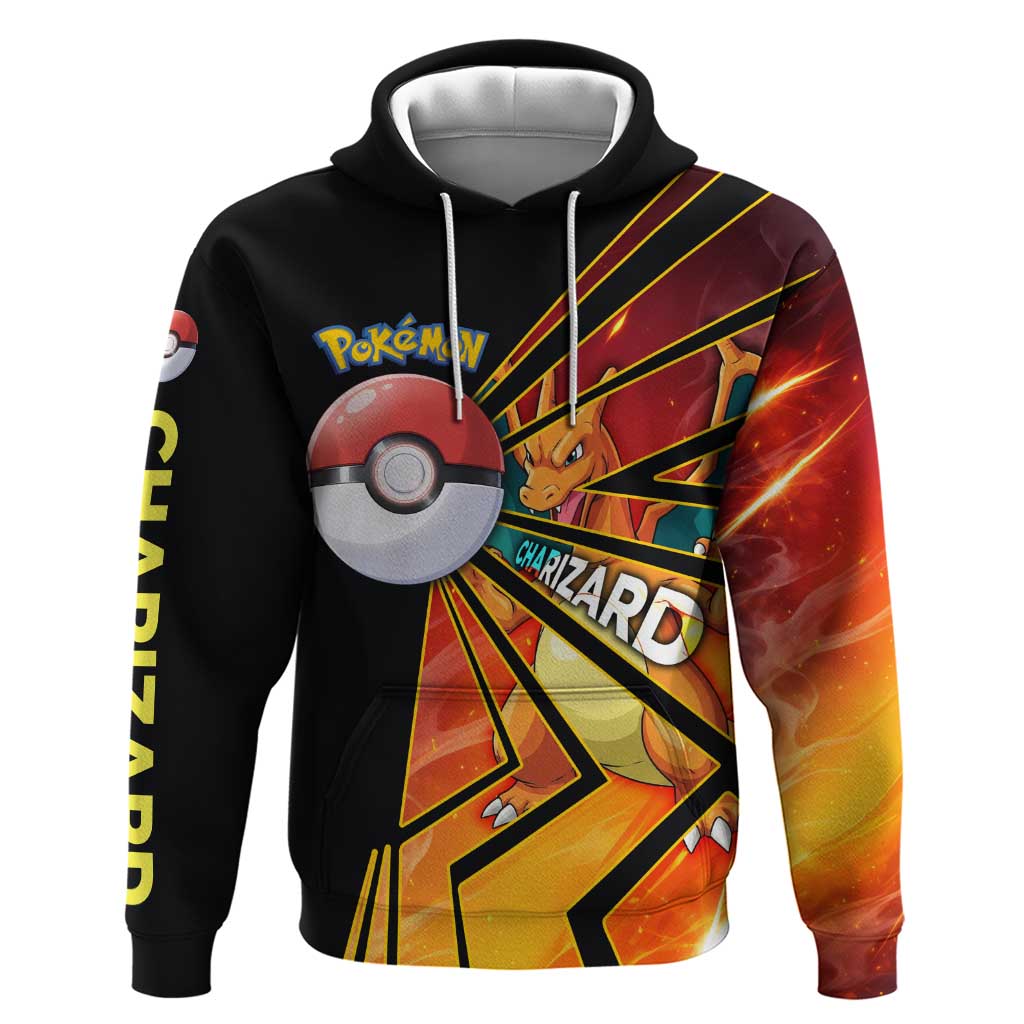 Charizard Poké Hoodie Retro Comic Style Explosion
