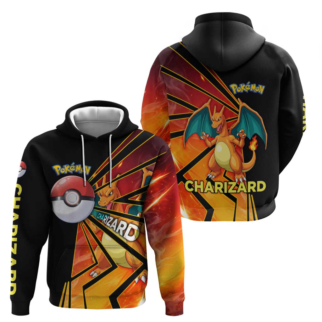 Charizard Poké Hoodie Retro Comic Style Explosion